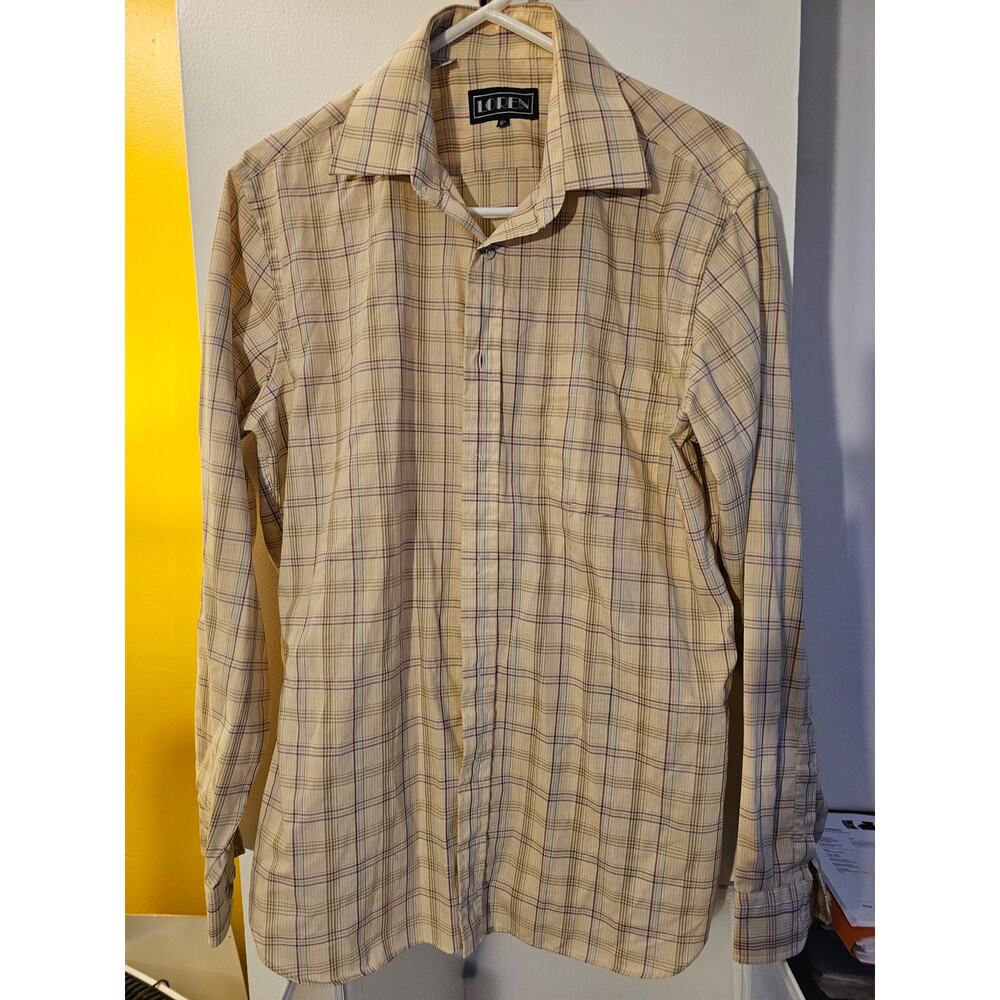 Loren Scott - Men's Trim Fit 16-1/2 L - Tan Long Sleeve Button Up Shirt